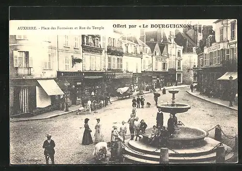 AK Auxerre, Place des Fontaines et Rue du Temple