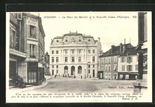 AK Auxerre, La Place du Marché et la Nouvelle Caisse d'Epargne