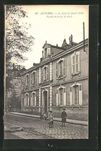 AK Auxerre, Le Lycée de Jeunes Filles, Facade de la rue de Paris