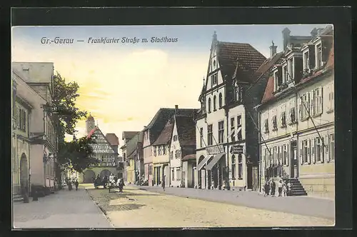 AK Gr.-Gerau, Frankfurter Strasse mit Geschäft und Stadthaus