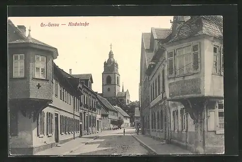 AK Gr.-Gerau, Kirchstrasse mit Hotel Adler