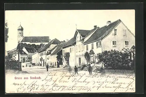 AK Stockach, Strassenpartie mit Kirche