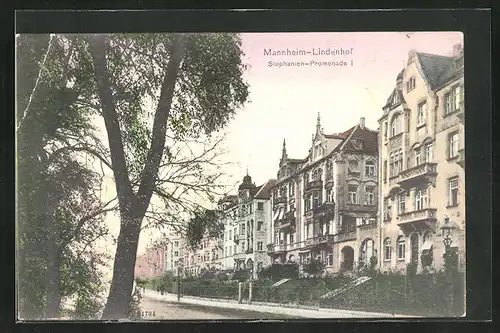 AK Mannheim-Lindenhof, Bürgerhäuser an der Stephanien-Promenade