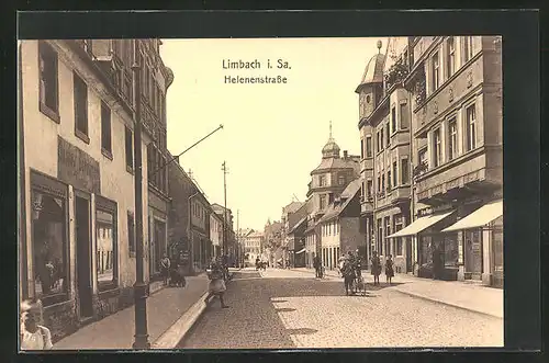 AK Limbach i. Sa., Helenenstrasse im Sonnenschein