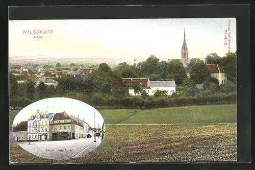 AK Wilsdruff, Hotel zum Adler, Ortsansicht