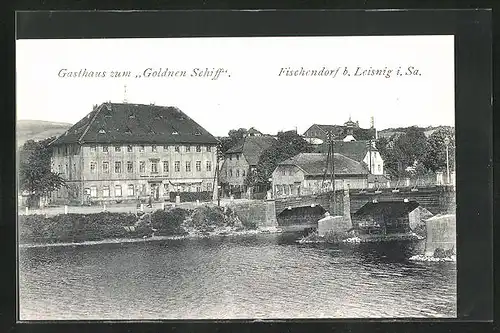 AK Fischendorf i. Sa., Gasthaus zum Goldnen Schiff