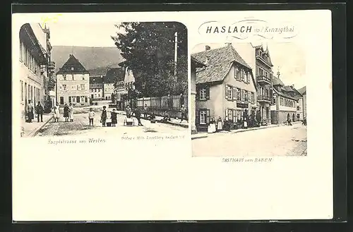 AK Haslach i. Kinzigthal, Gasthaus zum Raben, Hauptstrasse von Westen