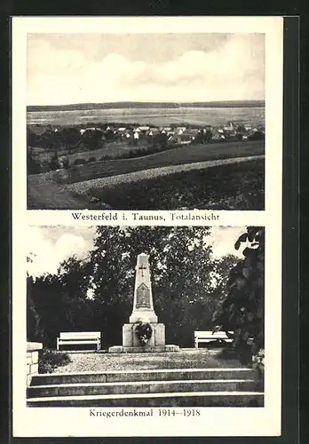 AK Westerfeld /Taunus, Kriegerdenkmal 1914-1918, Totalansicht