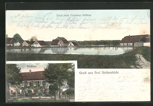 AK Bad Rothenfelde, Gasthof Kurhaus, Teich beim Forsthaus Helfern