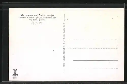 AK Schildow, Gasthaus am Katharinen-See