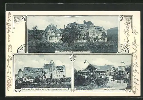 AK Römhild, Gasthof Waldhaus, Sanatorium am grossen Gleichberg