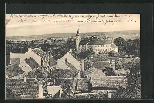 AK Jessen, Blick von der Kirche gegen das Schloss