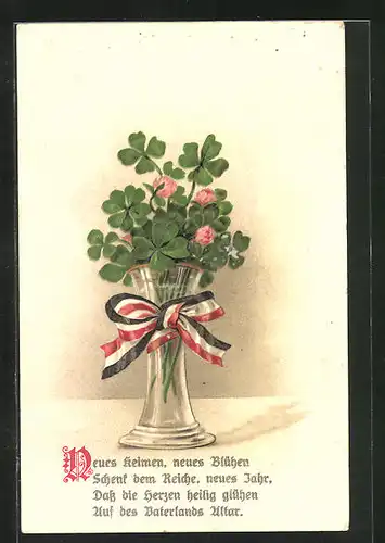 AK Blumengruss mit Kleeblättern
