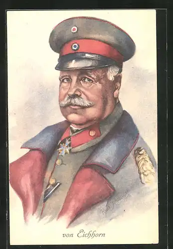 Künstler-AK Heerführer von Eichhorn in Uniform