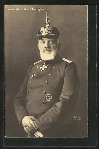 AK Generaloberst von Heeringen in Uniform mit Pickelhaube
