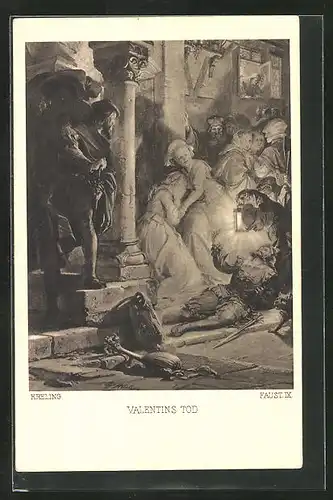 Künstler-AK Szene aus Goethes Faust, Valentins Tod