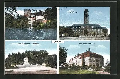 AK Berlin-Spandau, Juliusturm, Hallenschwimmbad, Rathaus