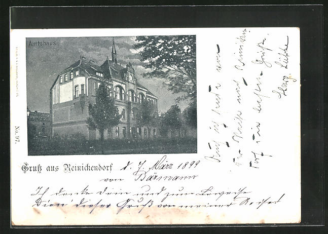 AK BerlinReinickendorf, Amtshaus bei Mondschein Nr