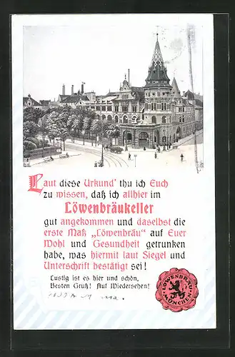 AK München, Löwenbräu-Keller Aussenansicht