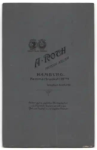 Fotografie A. Roth, Hamburg, Hammerbrookstrasse 28, niedliches Kind im Kleidchen