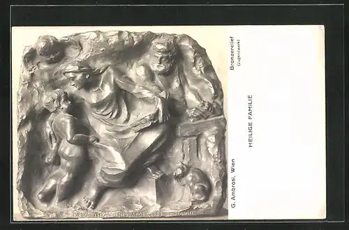 AK Bronzerelief Heilige Familie von G. Ambrosi