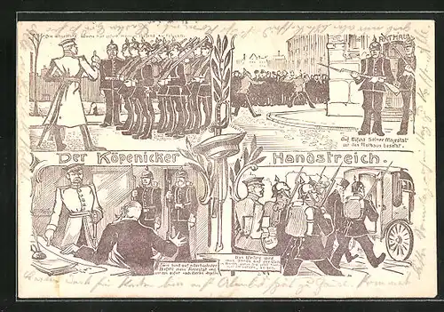 AK Berlin, Der Hauptmann von Köpenick, Der Köpenicker Handstreich, verschiedene Szenen