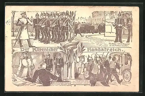 AK Berlin, Der Hauptmann von Köpenick, Der Köpenicker Handstreich, verschiedene Szenen