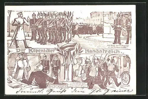 AK Berlin, Der Hauptmann von Köpenick, Der Köpenicker Handstreich, verschiedene Szenen