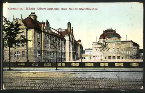 AK Chemnitz, König Albert-Museum und Neues Theater