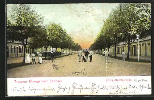 AK Zeithain, Truppenübungsplatz, König Albertstrasse