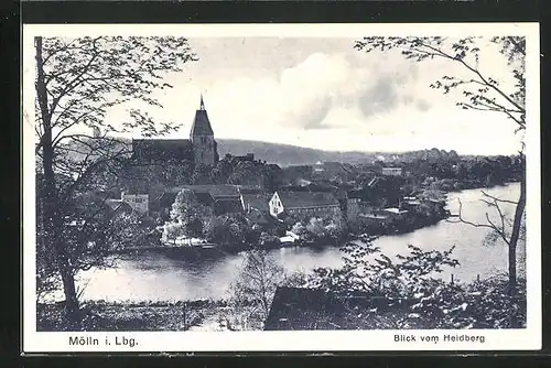 AK Mölln i. Lbg., Blick vom Heidberg auf den Ort