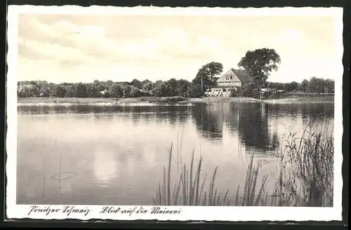 AK Pönitz, Blick über den See zur Meierei