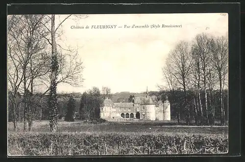 AK Fleurigny, Le Château, Vue d`ensemble, Style Renaissance