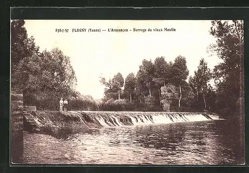 AK Flogny, L`Armancon, Barrage du vieux Moulin