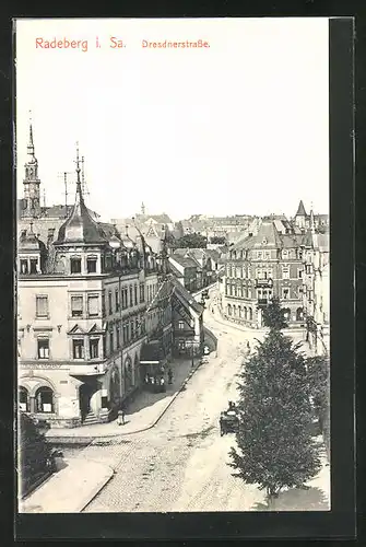 AK Radeberg i. Sa., Dresdnerstrasse mit Restaurant Kaiserhof