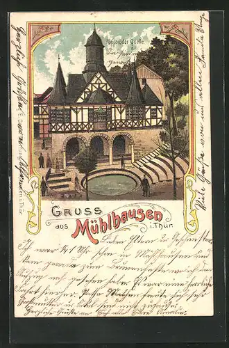 Lithographie Mühlhausen i. Thür., Popperöder Quelle