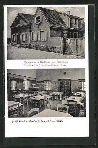 AK Forst /Pfalz, Naturwein- u. Gasthaus zum Weinberg, Niederkirchener Strasse 1, Innenansicht