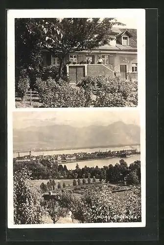 AK Lindau /Bodensee, Wohnhaus mit Bewohnern, Teilansicht