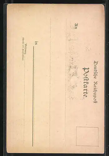 Lithographie Gera, Gymnasium mit Strassenbahn, Marktplatz, Posthumusdenkmal