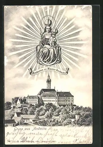 AK Andechs, Blick auf das Kloster
