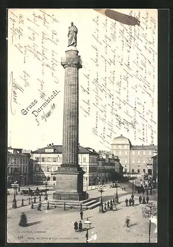 AK Darmstadt, Blick aufs Ludwigsmonument