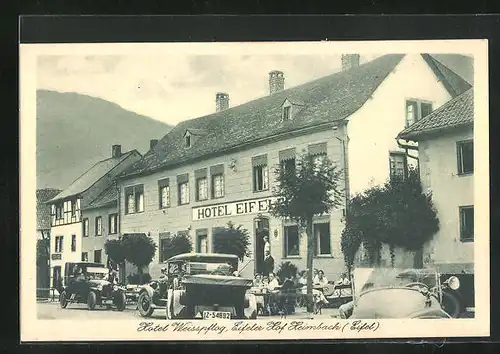 AK Heimbach /Eifel, Hotel Weisspflog, Eifeler Hof, Automobile
