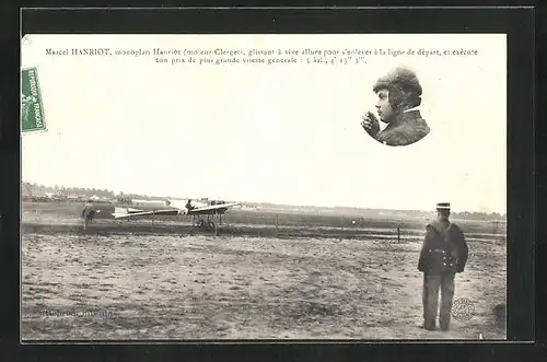 AK Marcel Hanriot, Monoplan Hanriot, Flugzeug & Pilot