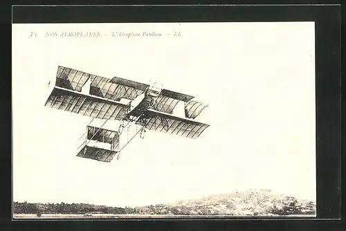 AK Nos Aéroplanes, L`Aéroplane Paulhan, Flugzeug in der Luft