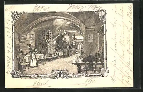 Lithographie München, Gasthaus Münchner Rathskeller