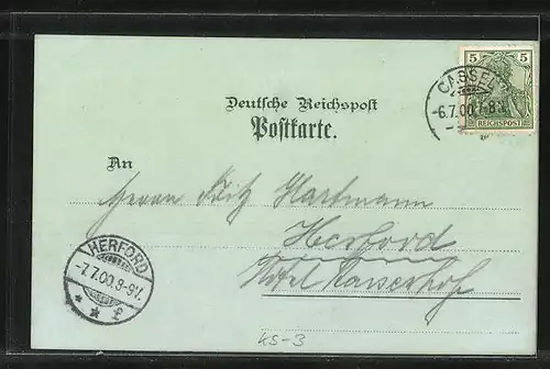 Lithographie Kassel, Löwenburg, Wilhelmshöhe, Kaskaden