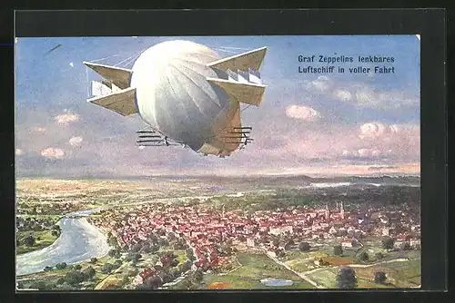 AK Graf Zeppelins Luftschiff in voller Fahrt