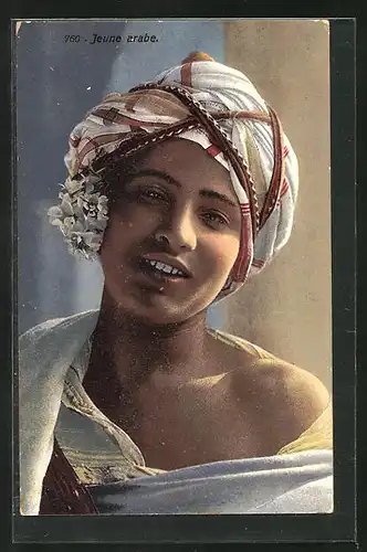 AK Jeune arabe - arabische junge Frau mit Blume im Kopftuch
