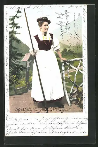 AK Unterinnthaler Bauernmädchen in bayerischer Tracht