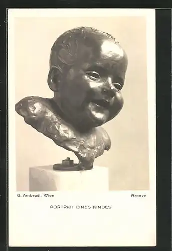 AK G. Ambrosi Portrait eines Kindes, Bronze